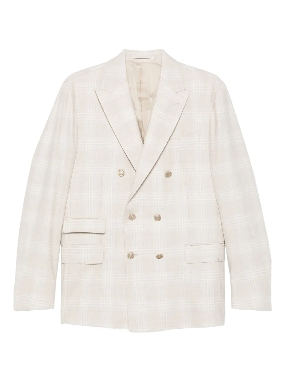 Eleventy checked double-breasted suit Beige