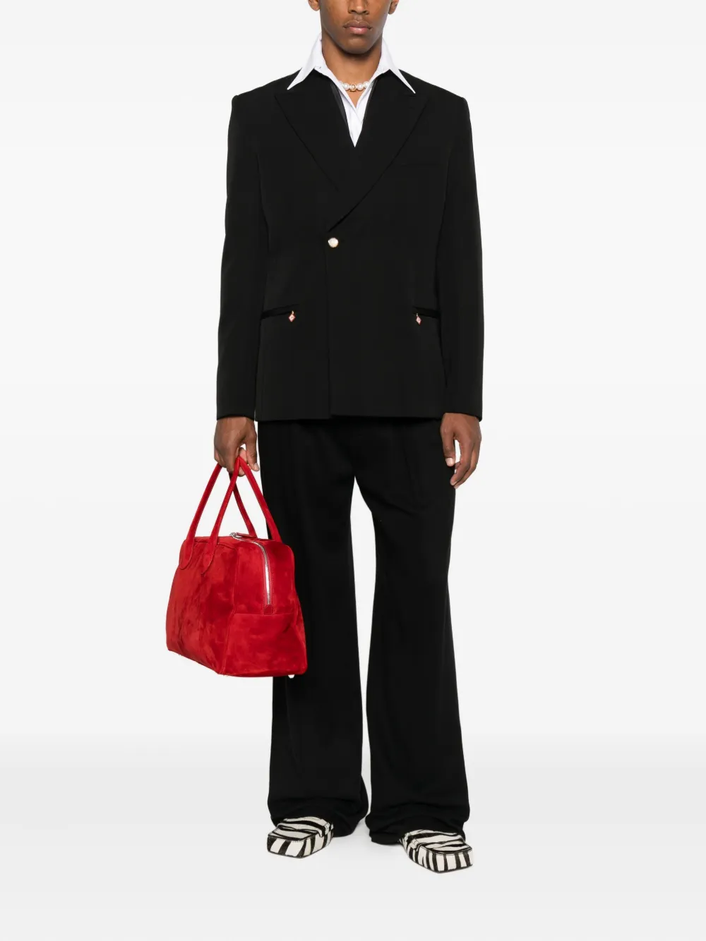 Casablanca double-breasted embellished jacket Zwart