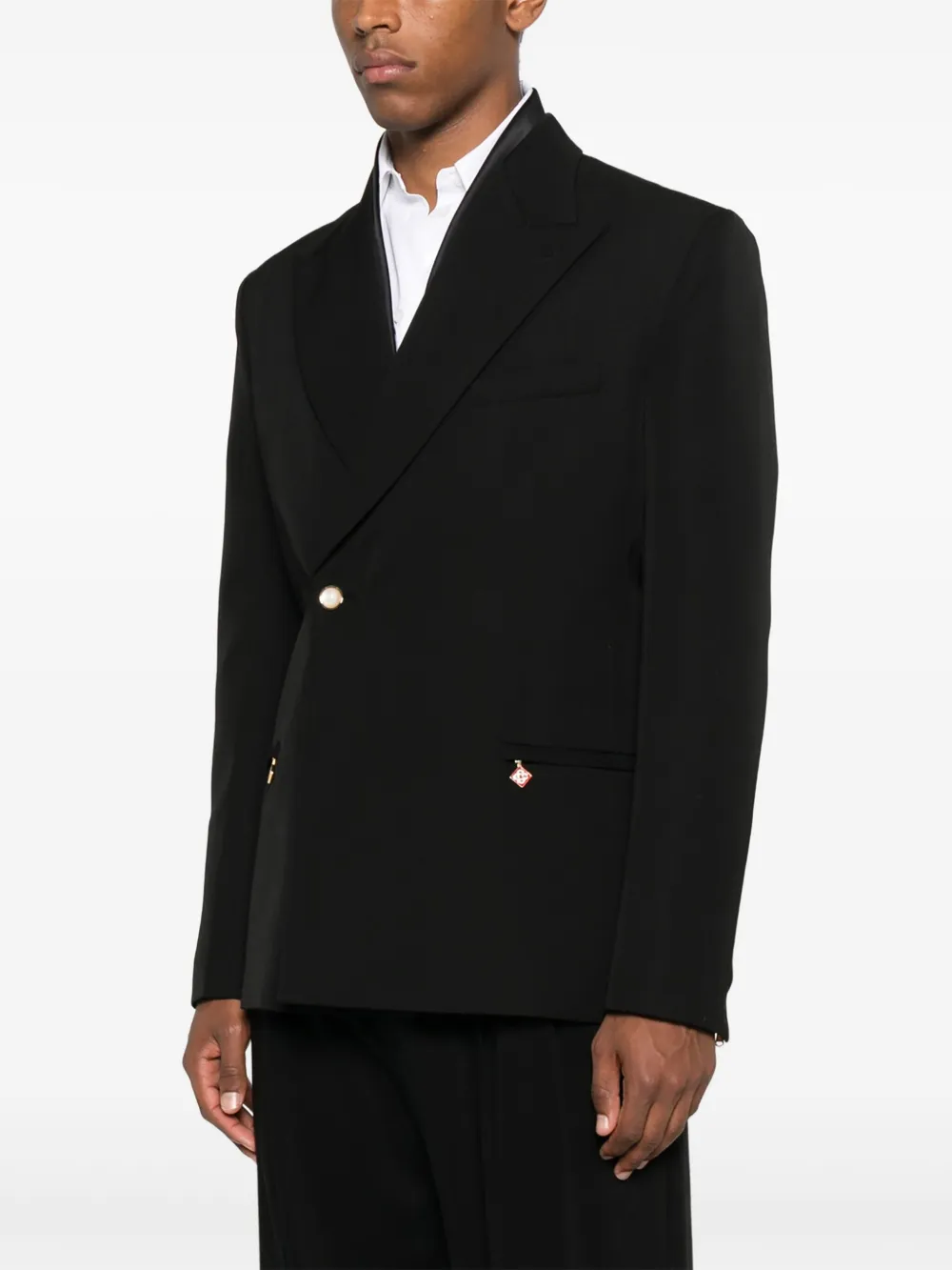 Casablanca double-breasted embellished jacket Zwart