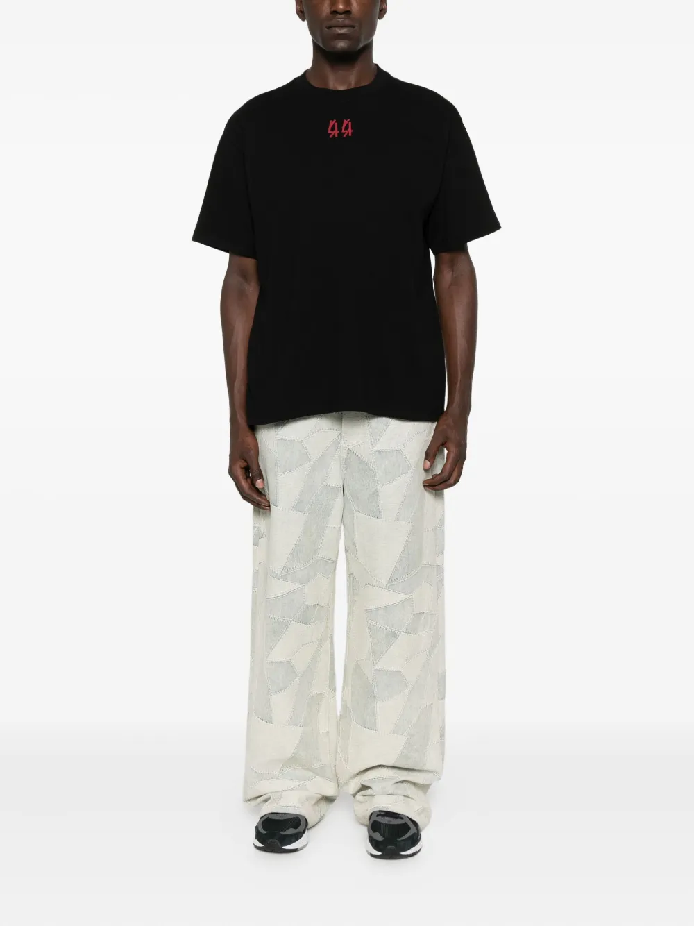 44 LABEL GROUP T-shirt met geborduurd logo Zwart