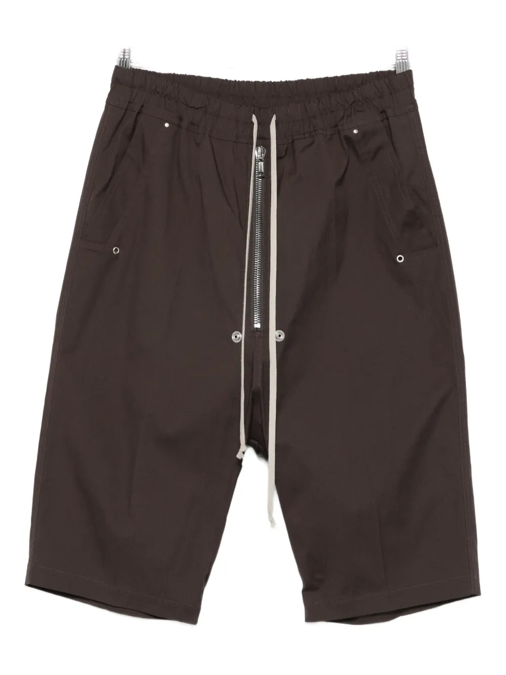 Rick Owens Drawstring Zip-fly Shorts In Brown