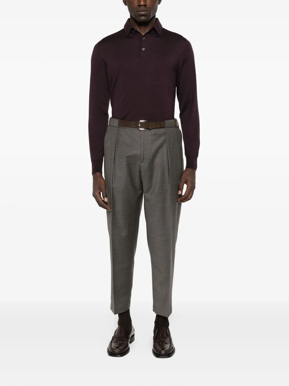 Lardini long-sleeve button polo shirt - Paars