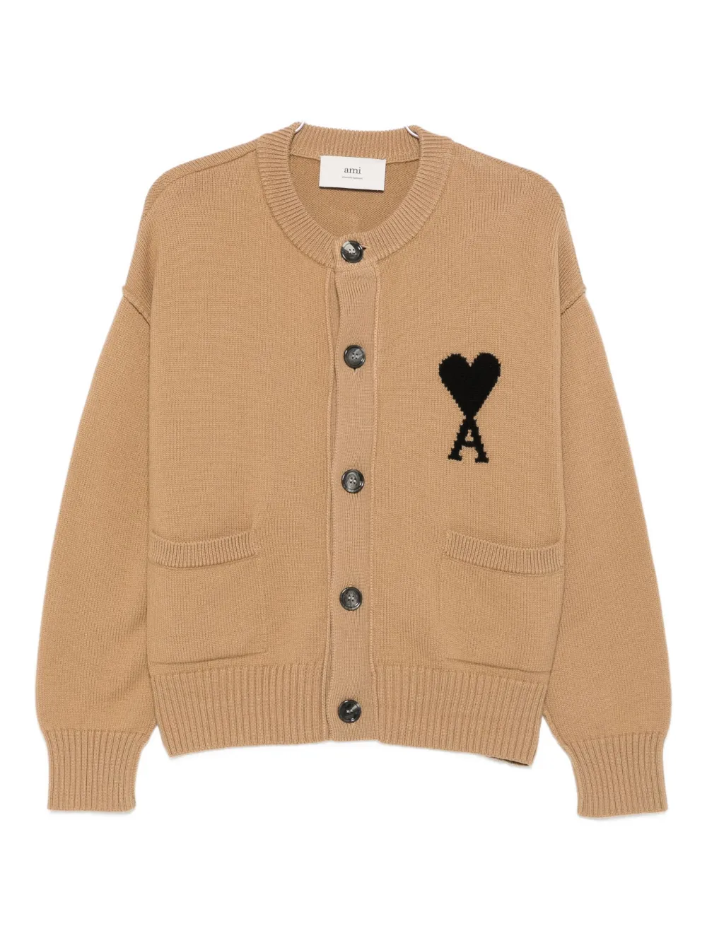 AMI Paris Vest met hart-logo en knopen Beige