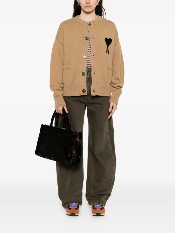 AMI Paris ハートロゴ カーディガン | ニュートラル | FARFETCH JP