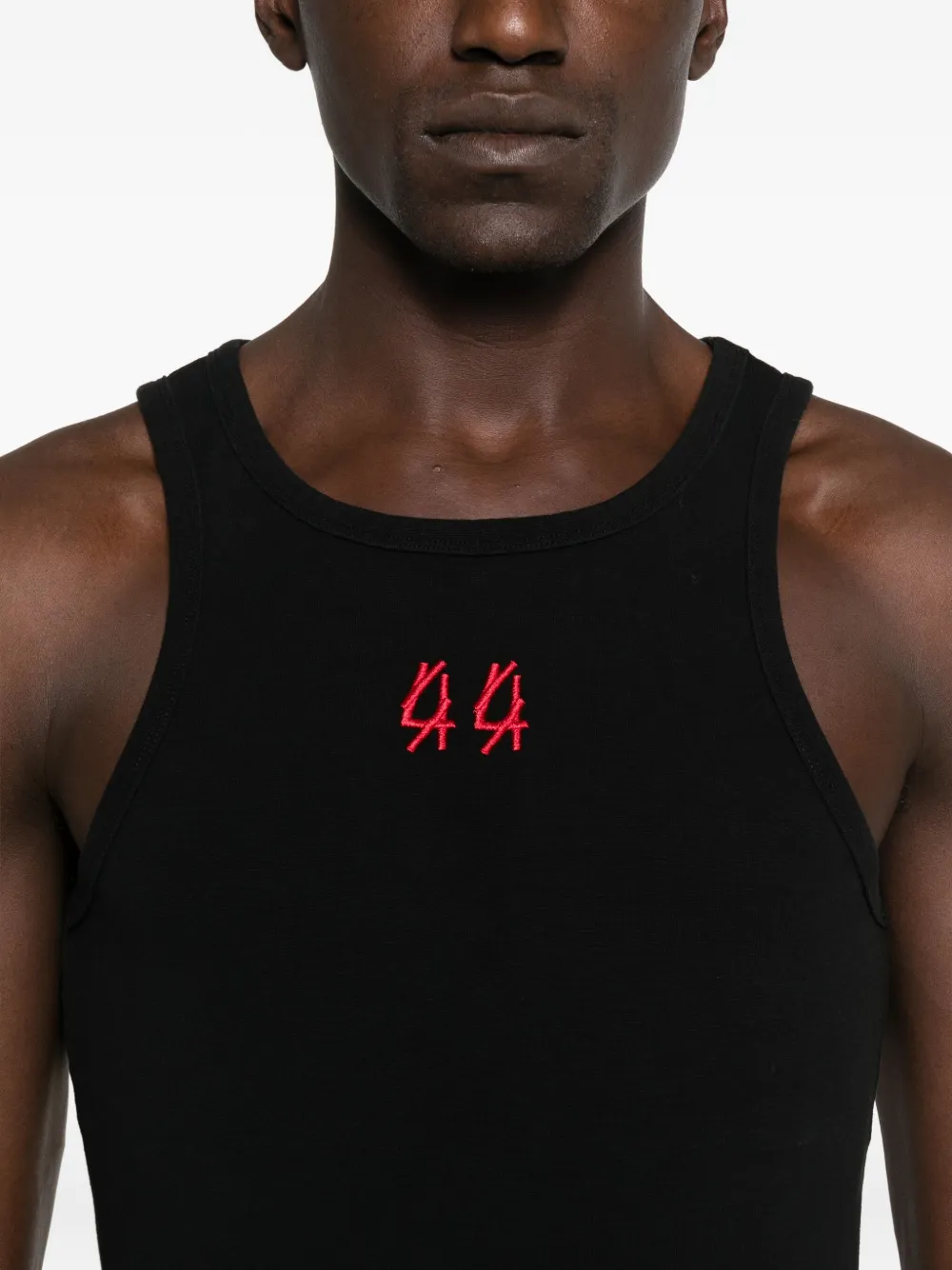 44 LABEL GROUP Top met geborduurd logo Zwart