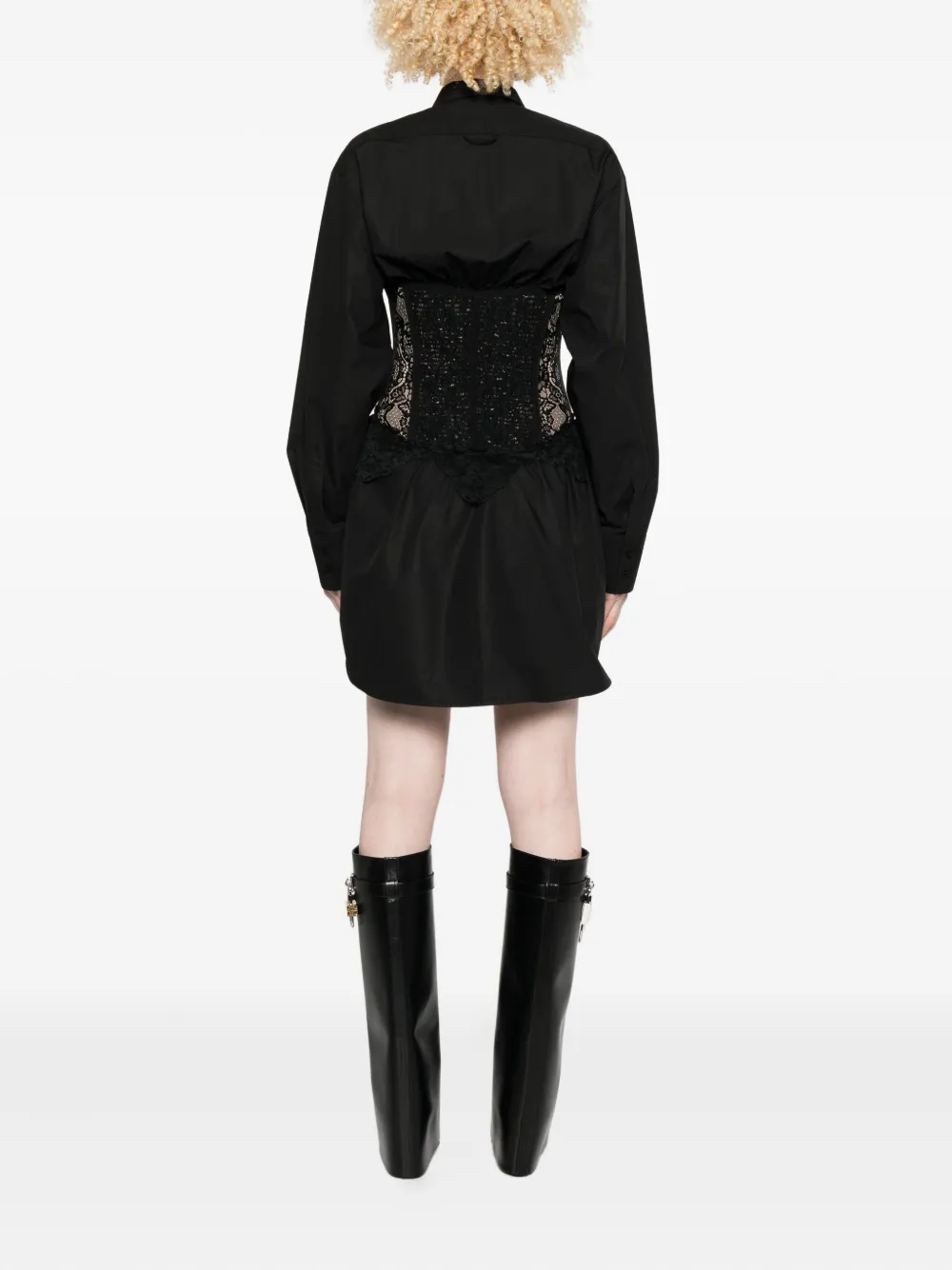 Giuseppe Di Morabito Mini-blousejurk met korset van kant Zwart