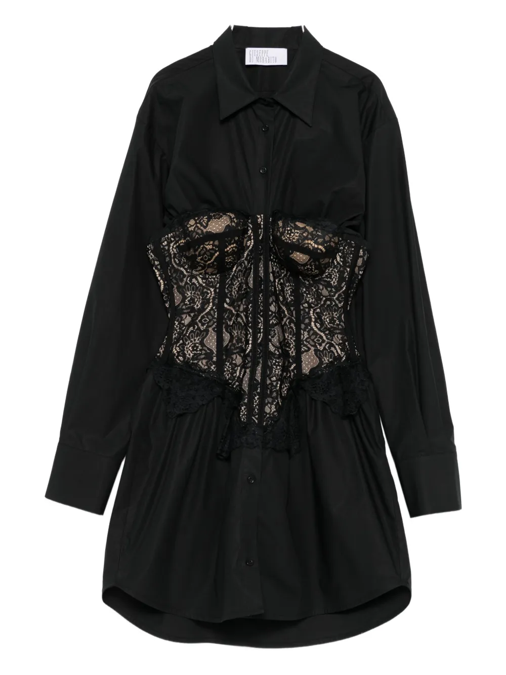 Giuseppe Di Morabito Lace-corset Shirt Mini Dress In Black