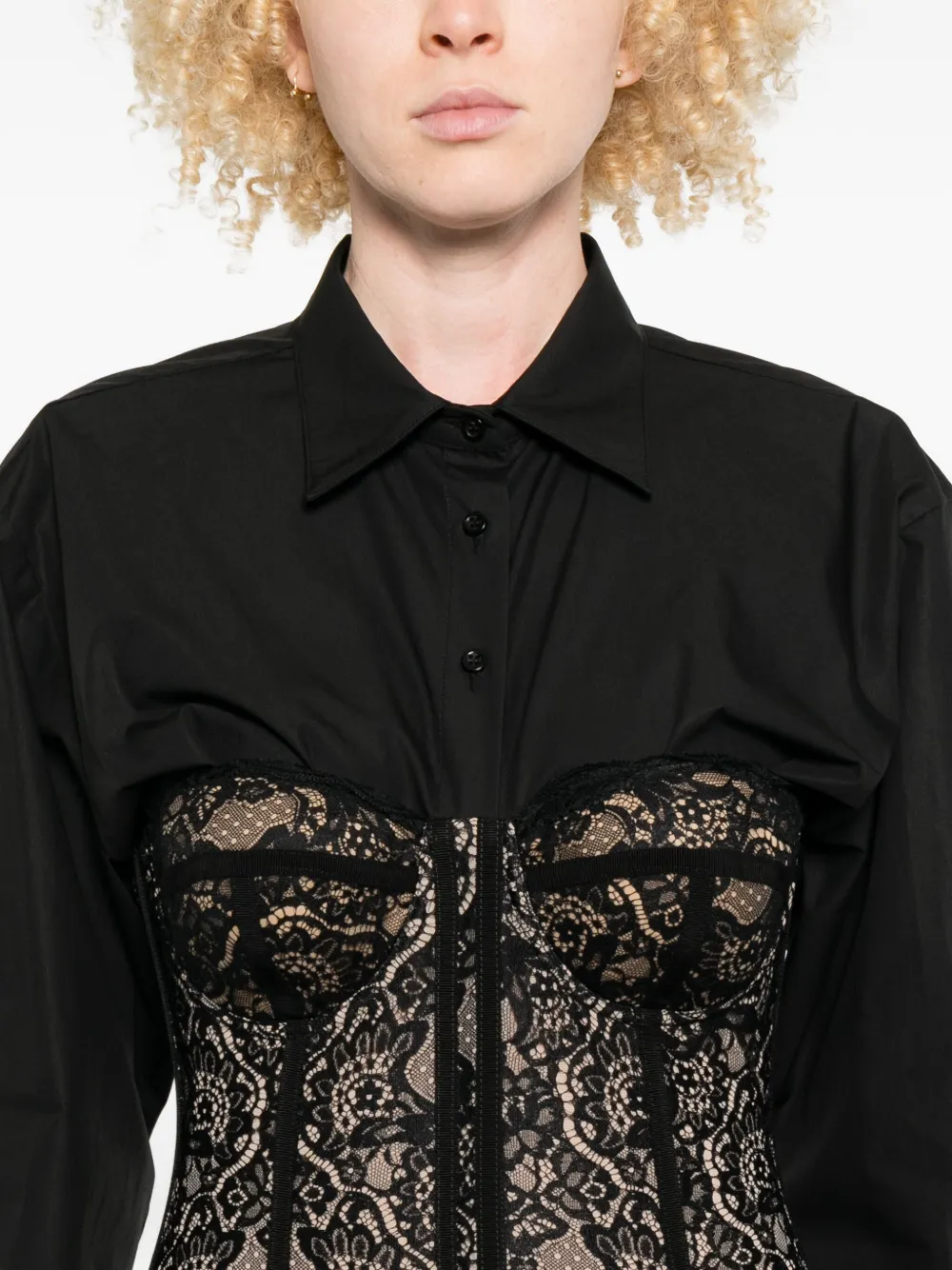 Giuseppe Di Morabito Mini-blousejurk met korset van kant Zwart