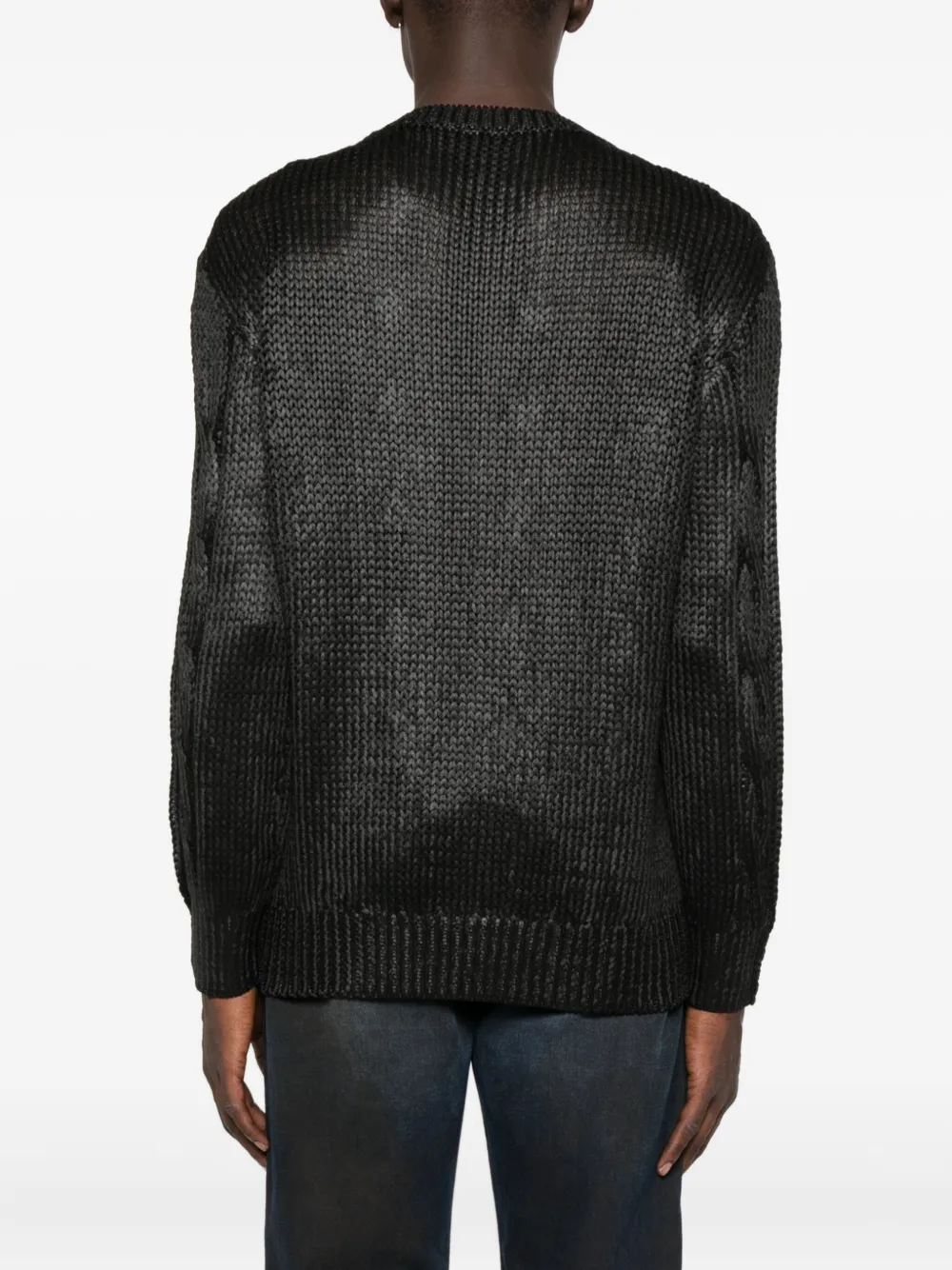 Diesel cable-knit crew-neck sweater Zwart