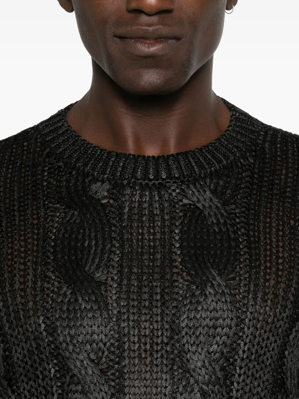 Diesel cable-knit crew-neck sweater Zwart