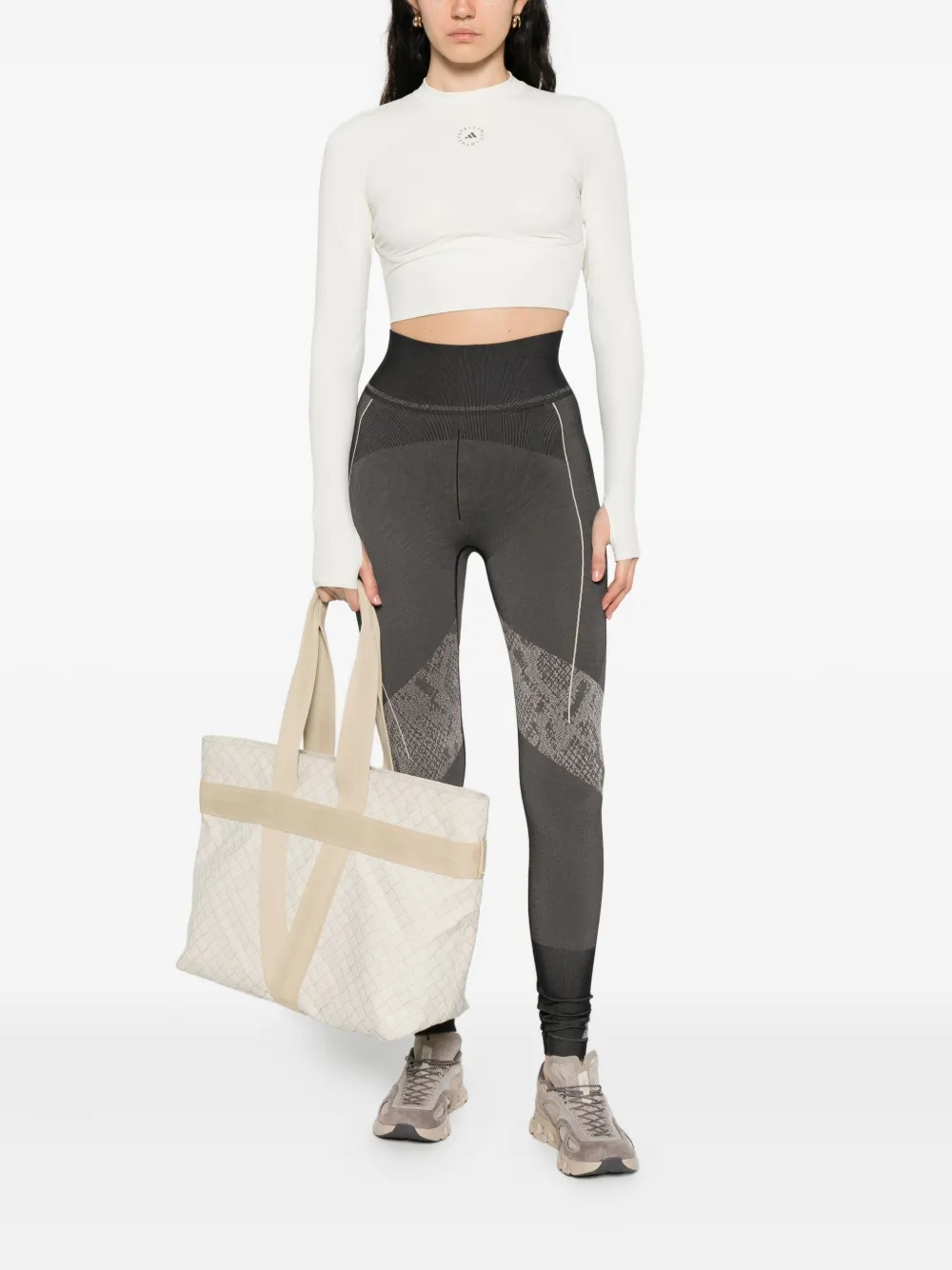 Adidas by Stella McCartney Broek met slangenprint en vlakken - Zwart