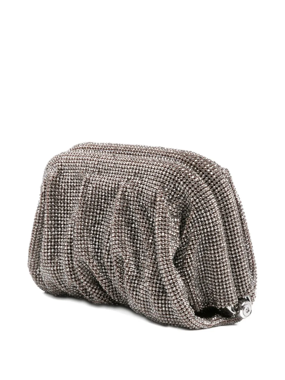Benedetta Bruzziches crystal-embellished pleated clutch bag Zilver