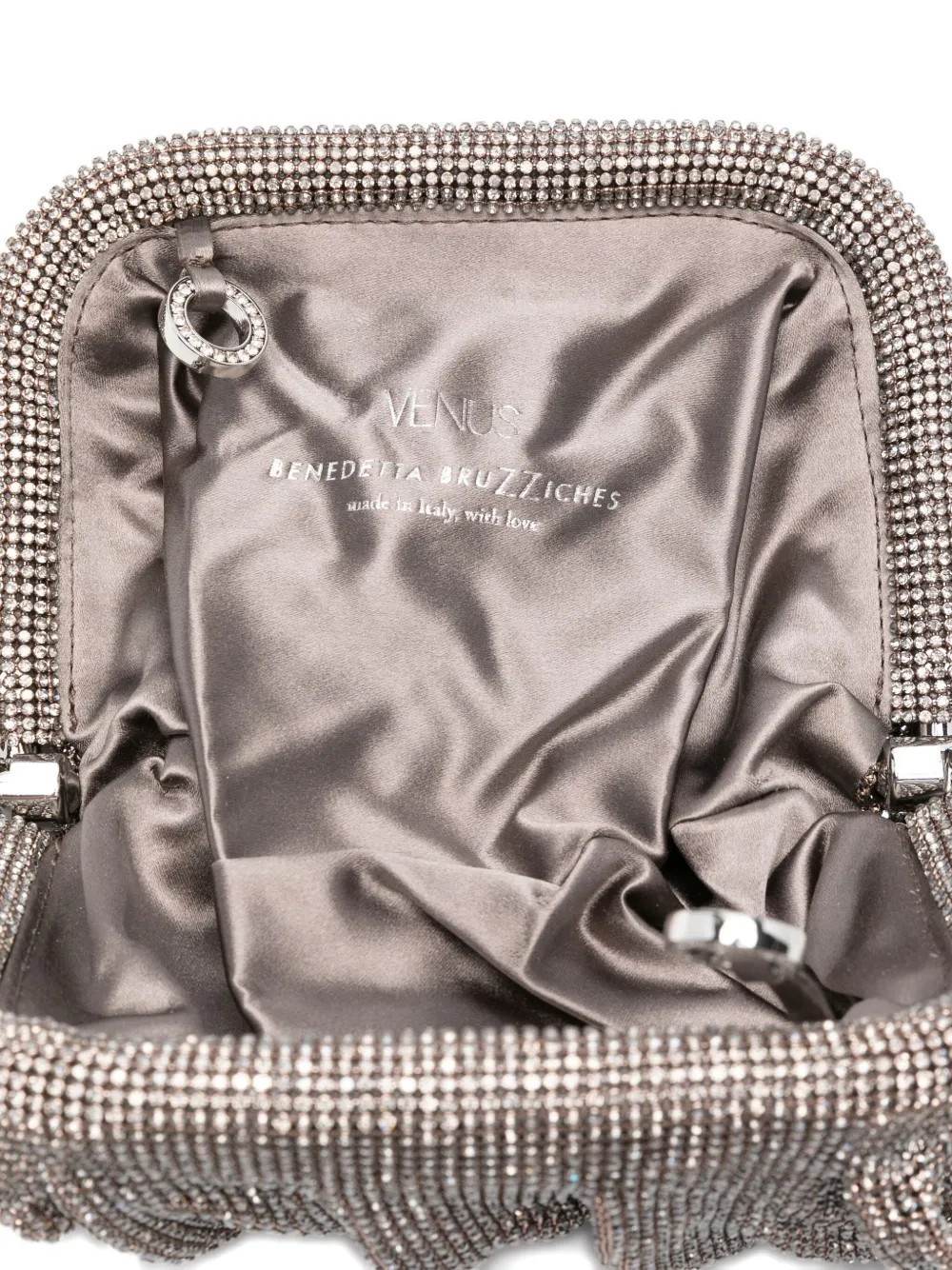 Benedetta Bruzziches crystal-embellished pleated clutch bag Zilver