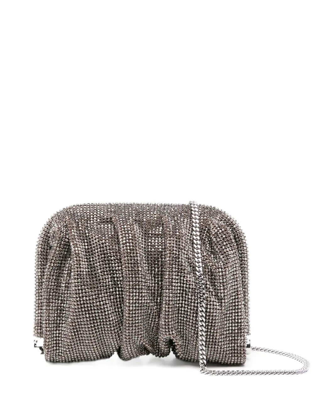 Benedetta Bruzziches crystal-embellished pleated clutch bag Zilver