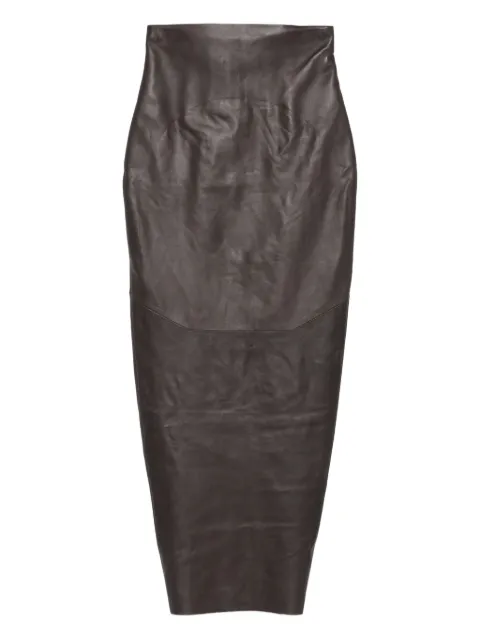 Rick Owens panelled leather midi skirt