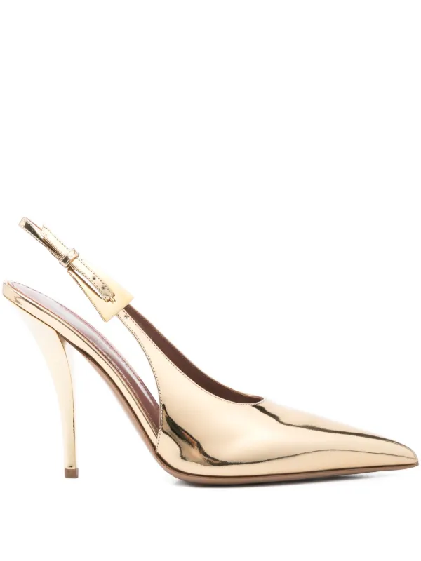 Paris Texas 100mm Slingback Pointed-toe Pumps in Gold