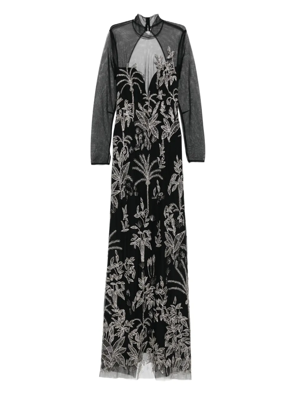 Costarellos floral-embroidered mesh maxi dress | Black | Image 1