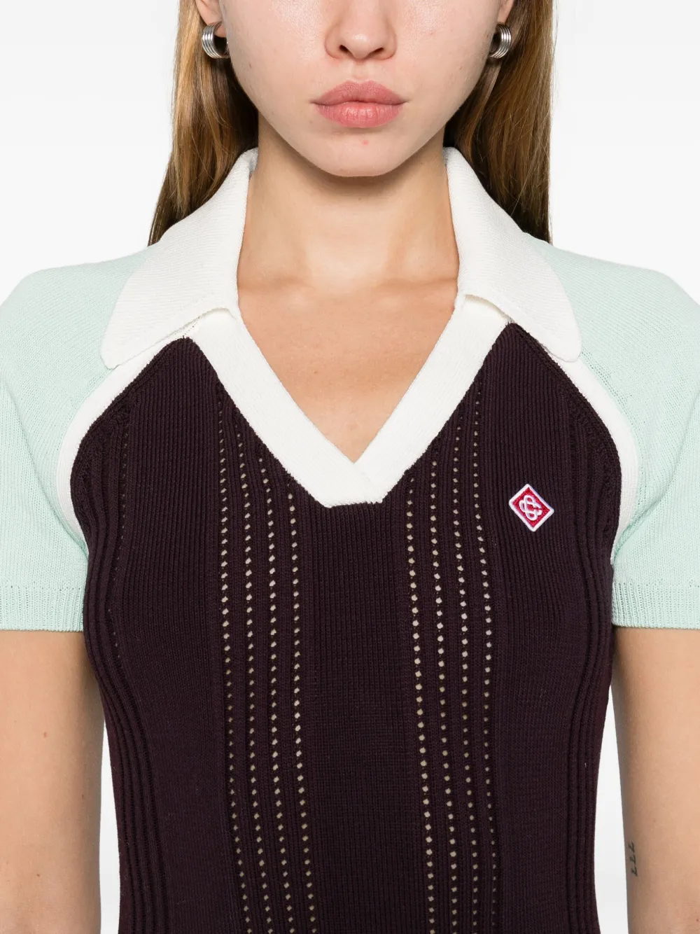 Casablanca V-neck Logo-detail Dress In Brown