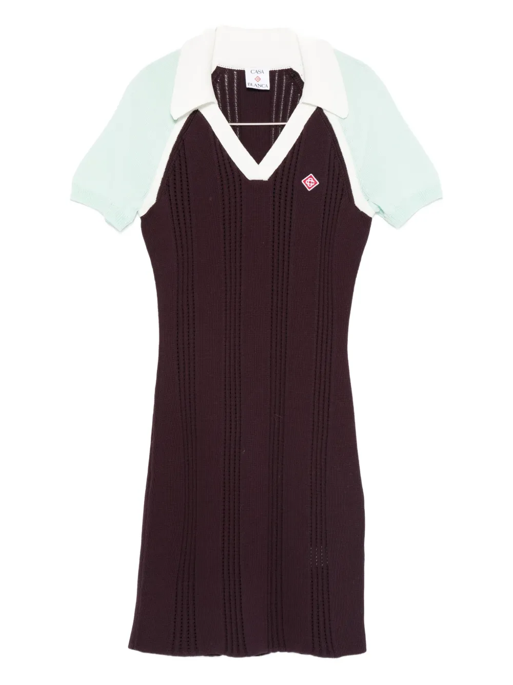 Casablanca V-neck Logo-detail Dress In Brown