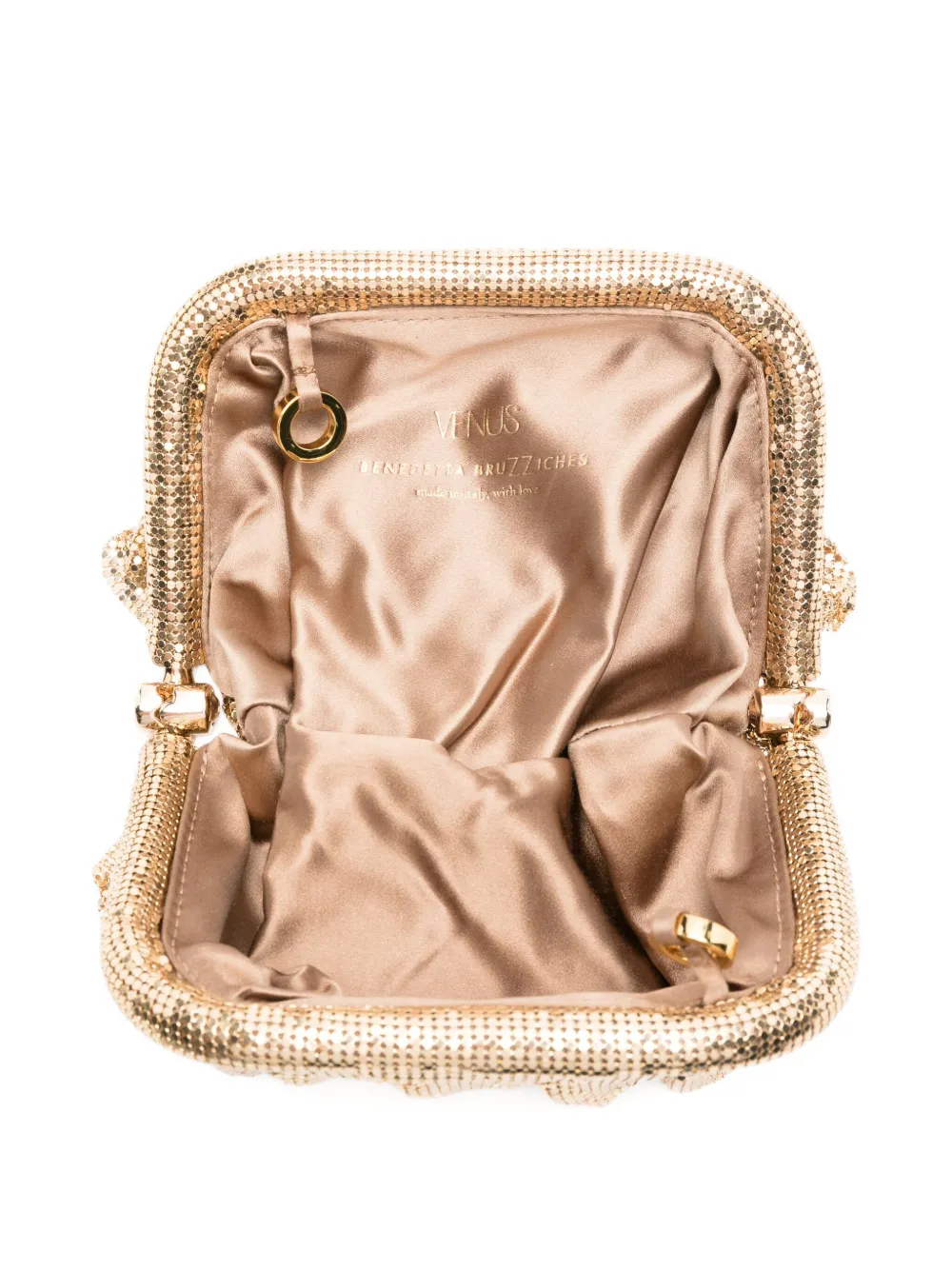 Benedetta Bruzziches Venus kleine clutch verfraaid met kristallen Goud
