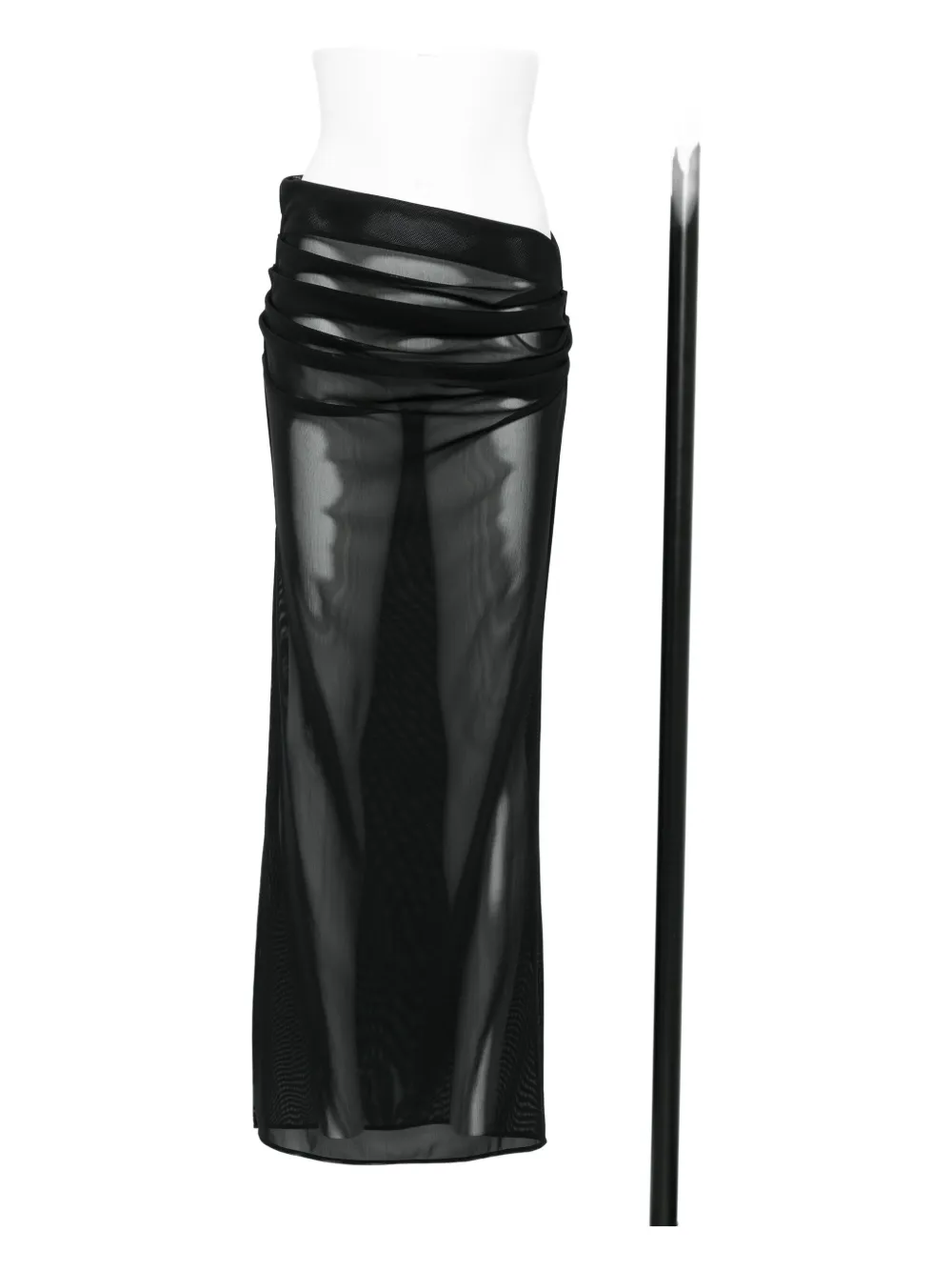 Alex Perry Tucked Column draped mesh midi skirt | negro | Image 1