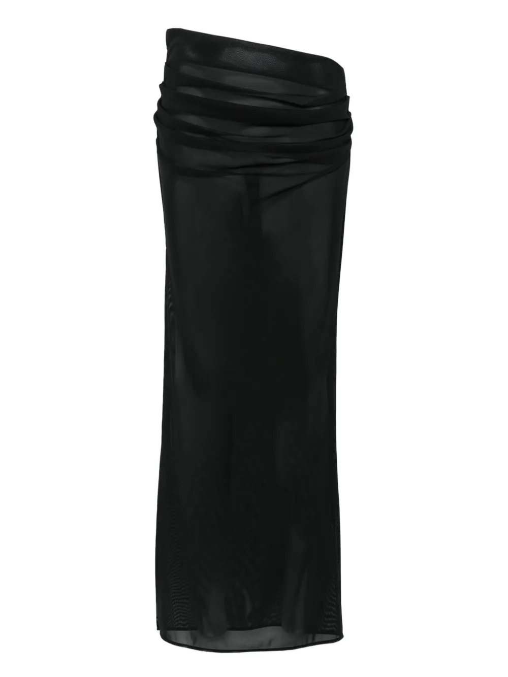 Alex Perry Tucked Column gedrapeerde mesh midi-rok Zwart