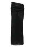 Alex Perry Tucked Column draped mesh midi skirt - Black