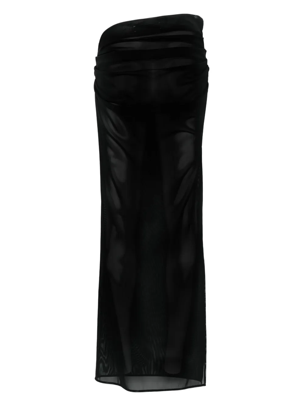Alex Perry Tucked Column gedrapeerde mesh midi-rok - Zwart