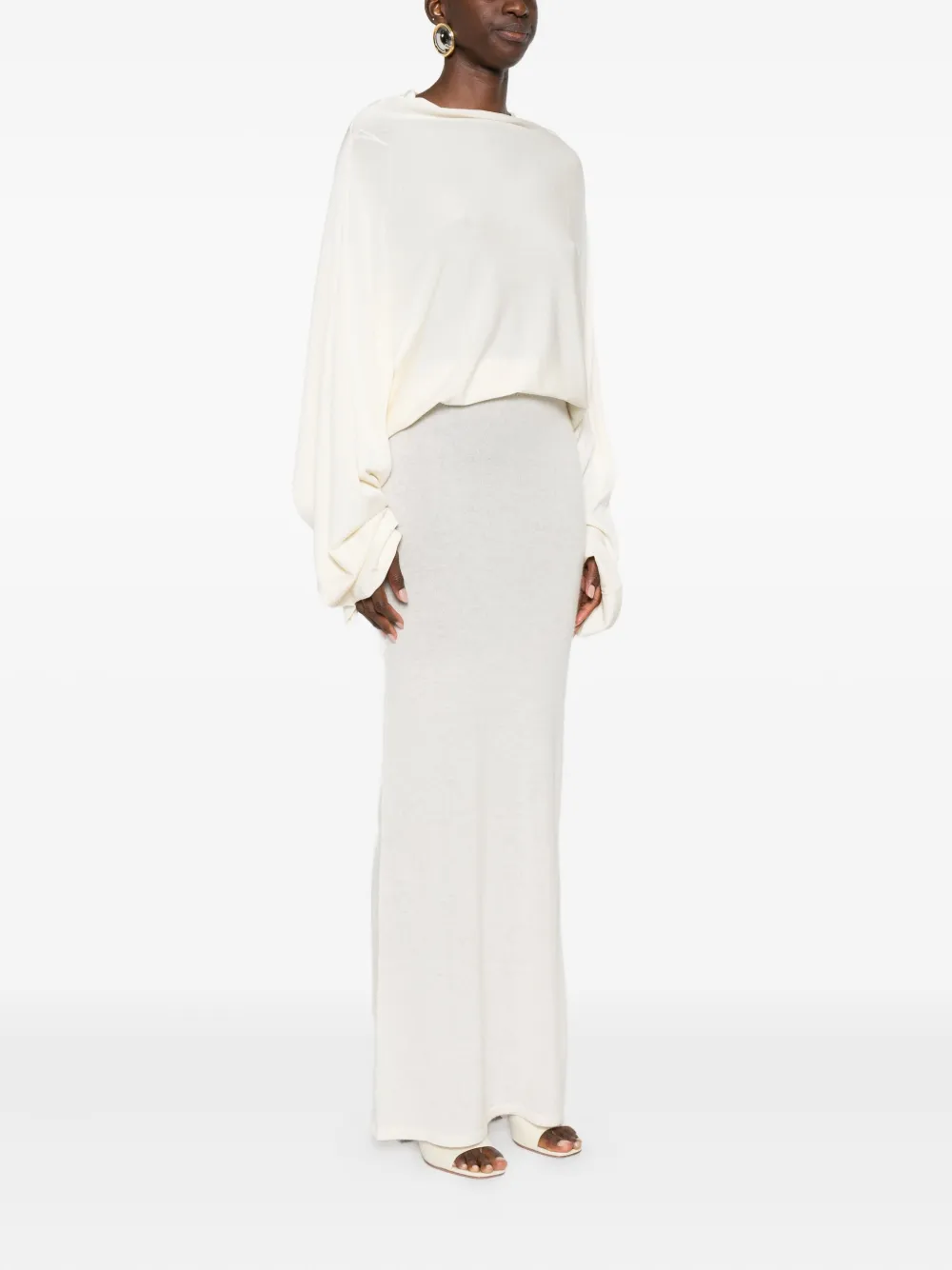 Aya Muse Jurk met open rug en lange mouwen Beige