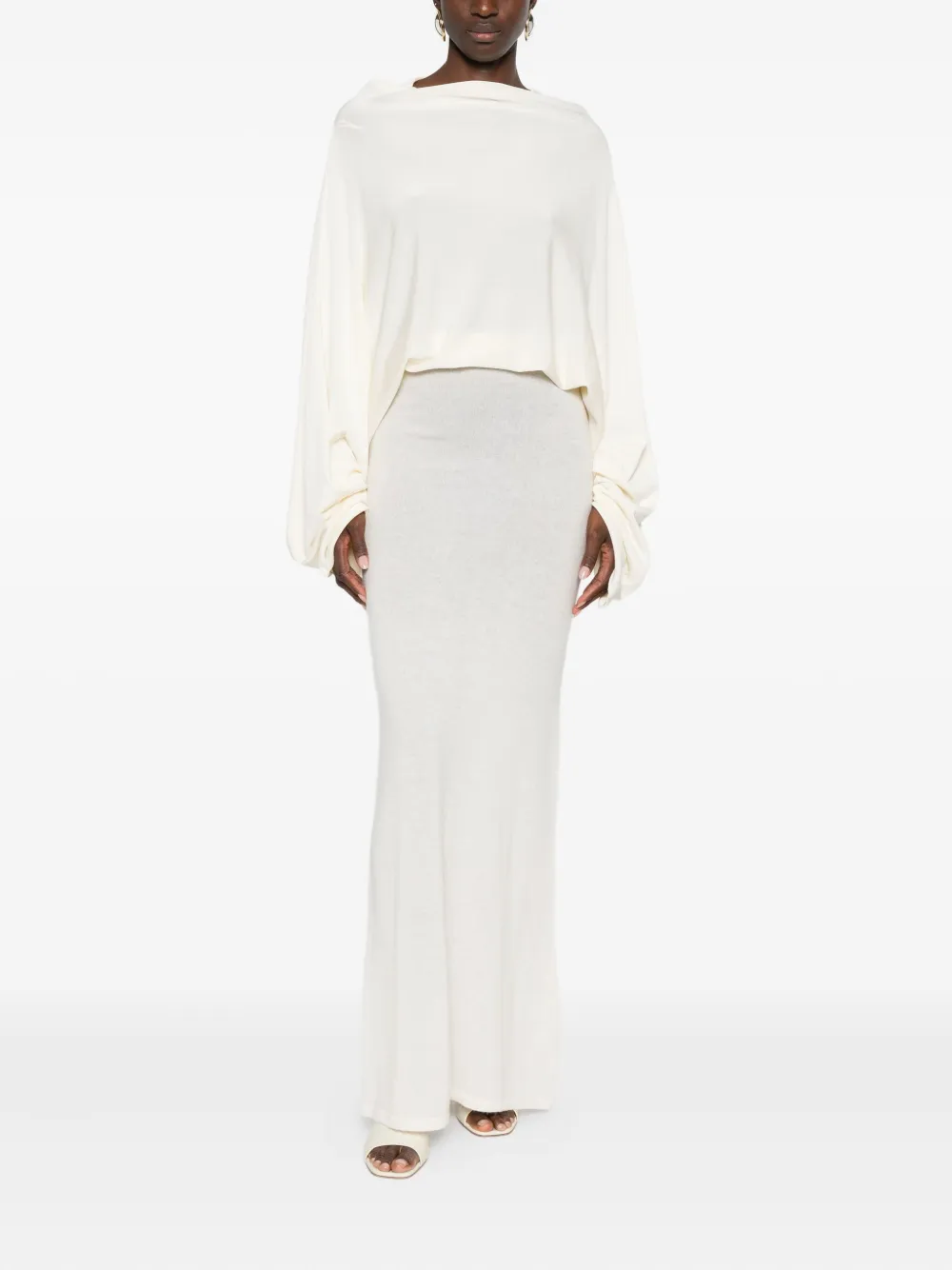 Aya Muse long-sleeved open-back dress - Beige