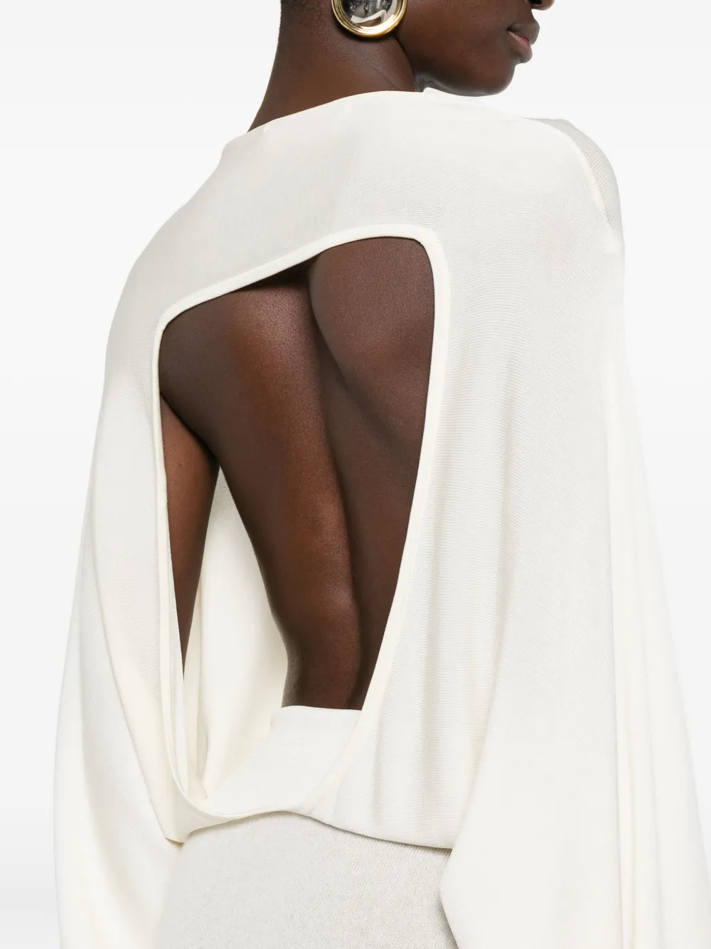 Aya Muse Jurk met open rug en lange mouwen Beige