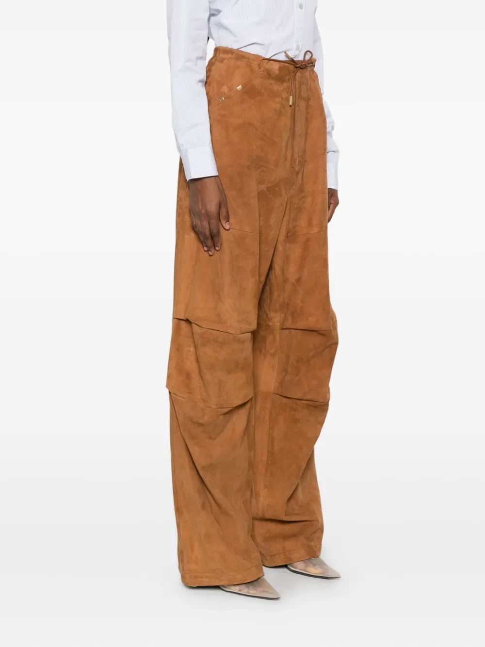 DARKPARK Suède palazzo broek Bruin