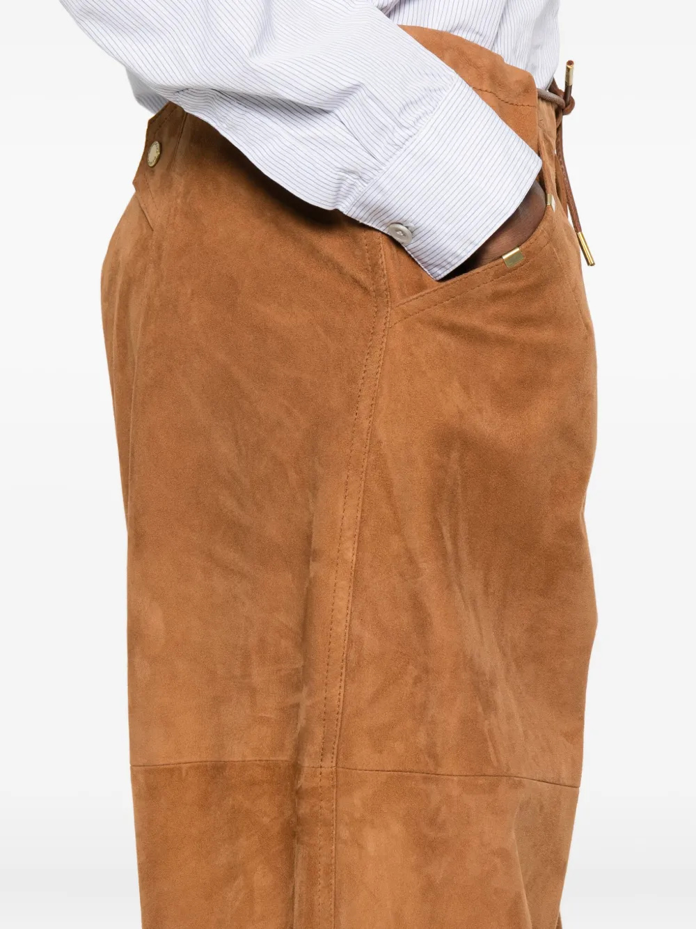 DARKPARK Suède palazzo broek Bruin