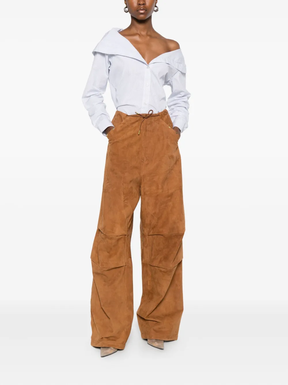 DARKPARK suede palazzo trousers - Bruin