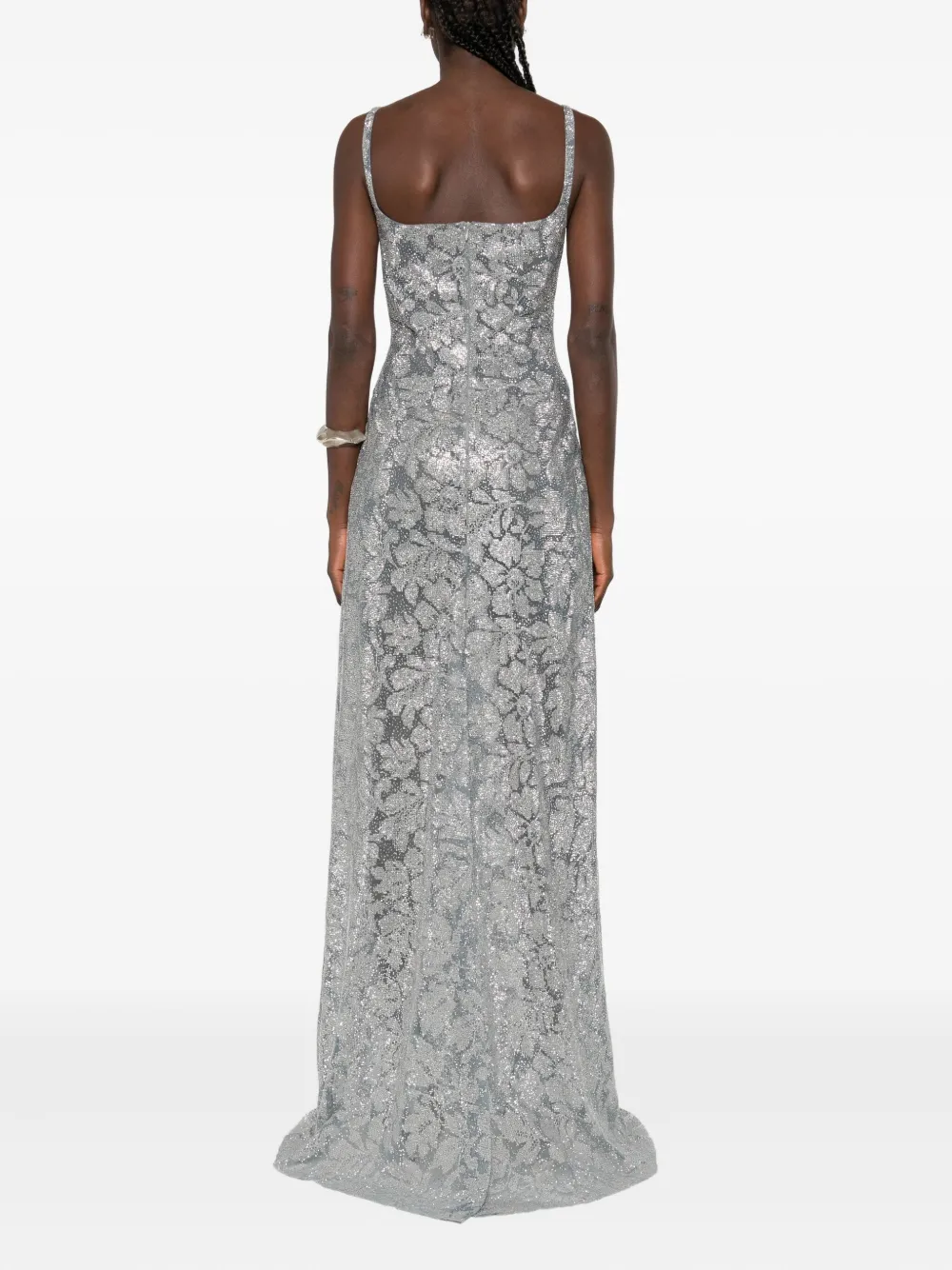 Ermanno Scervino Maxi-jurk met bloemenprint Zilver