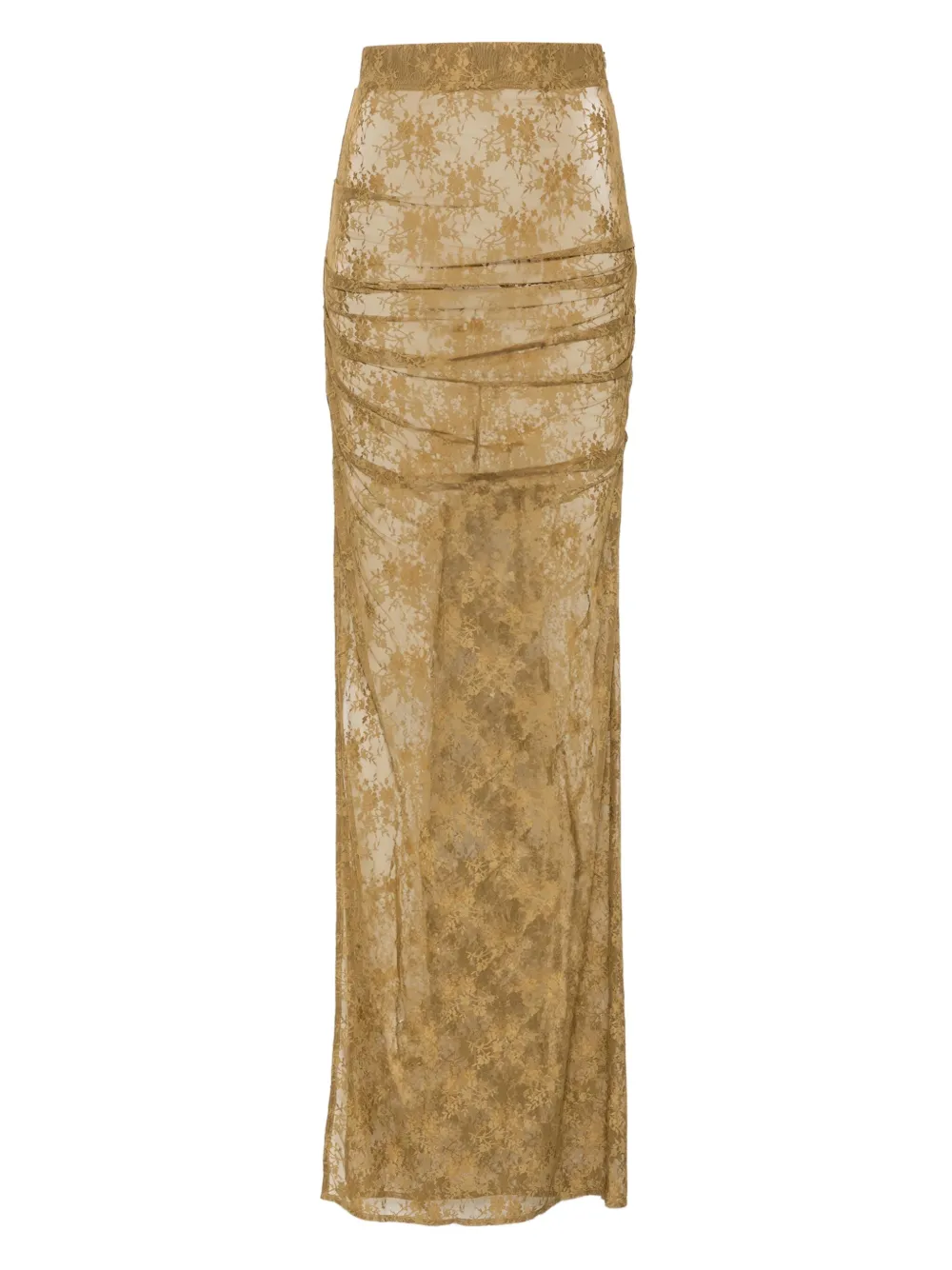Alex Perry Tucked Column midi-rok met kant Bruin