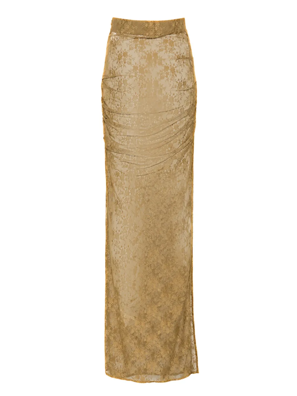 Alex Perry Tucked Column midi-rok met kant - Bruin