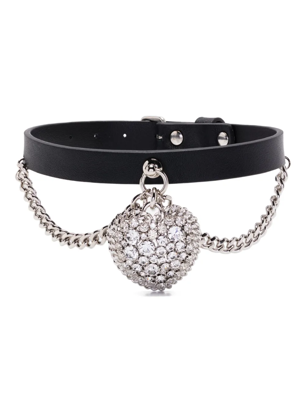 heart-pendant leather necklace