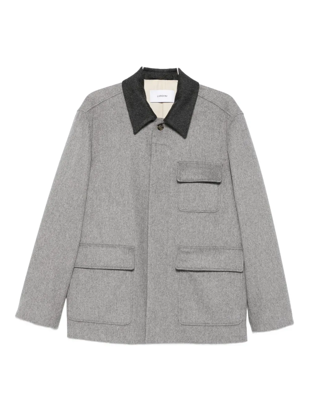 Lardini Contrast-collar Wool Shirt Jacket In Gray