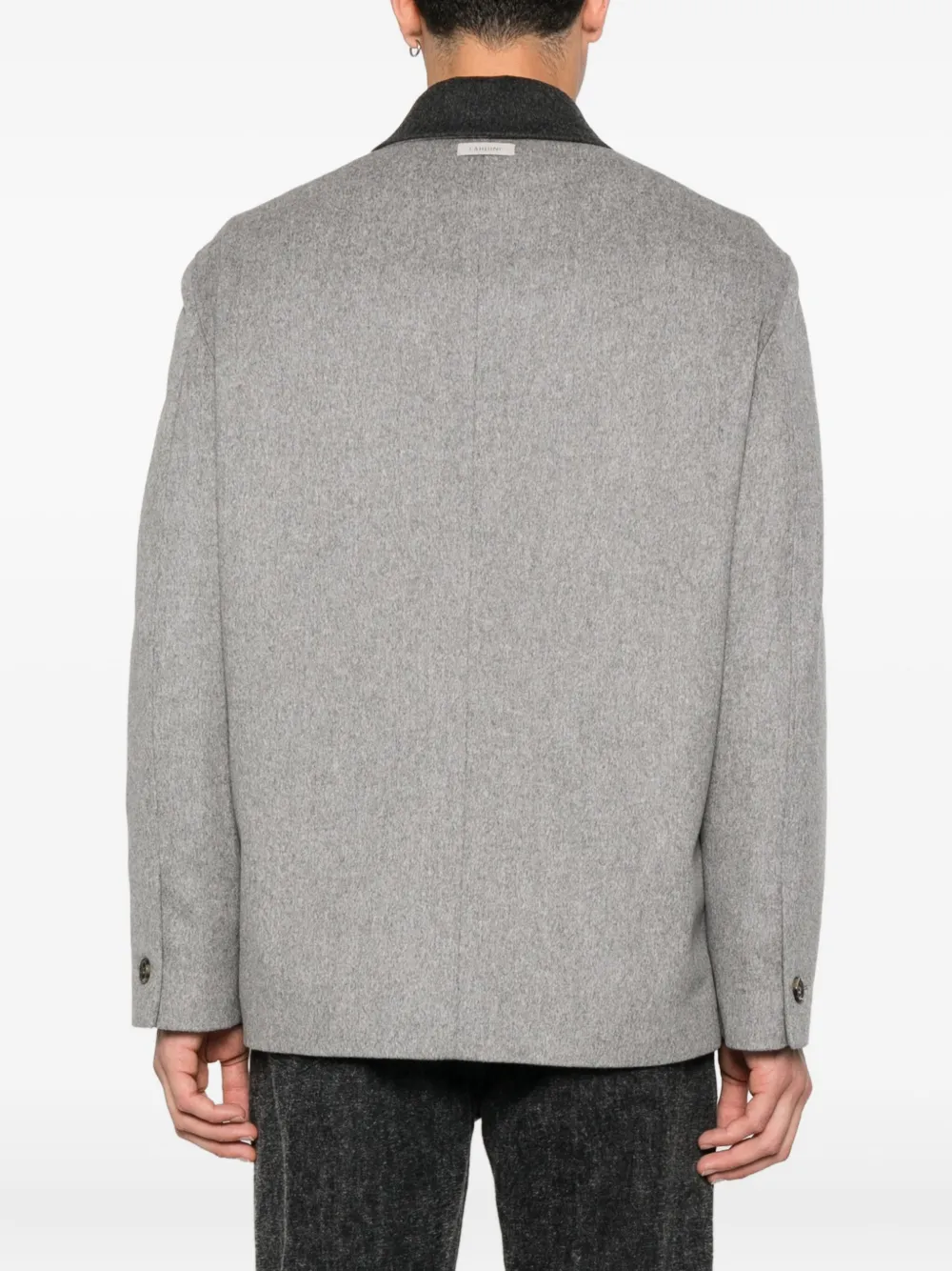 Lardini contrast-collar wool shirt jacket Grijs