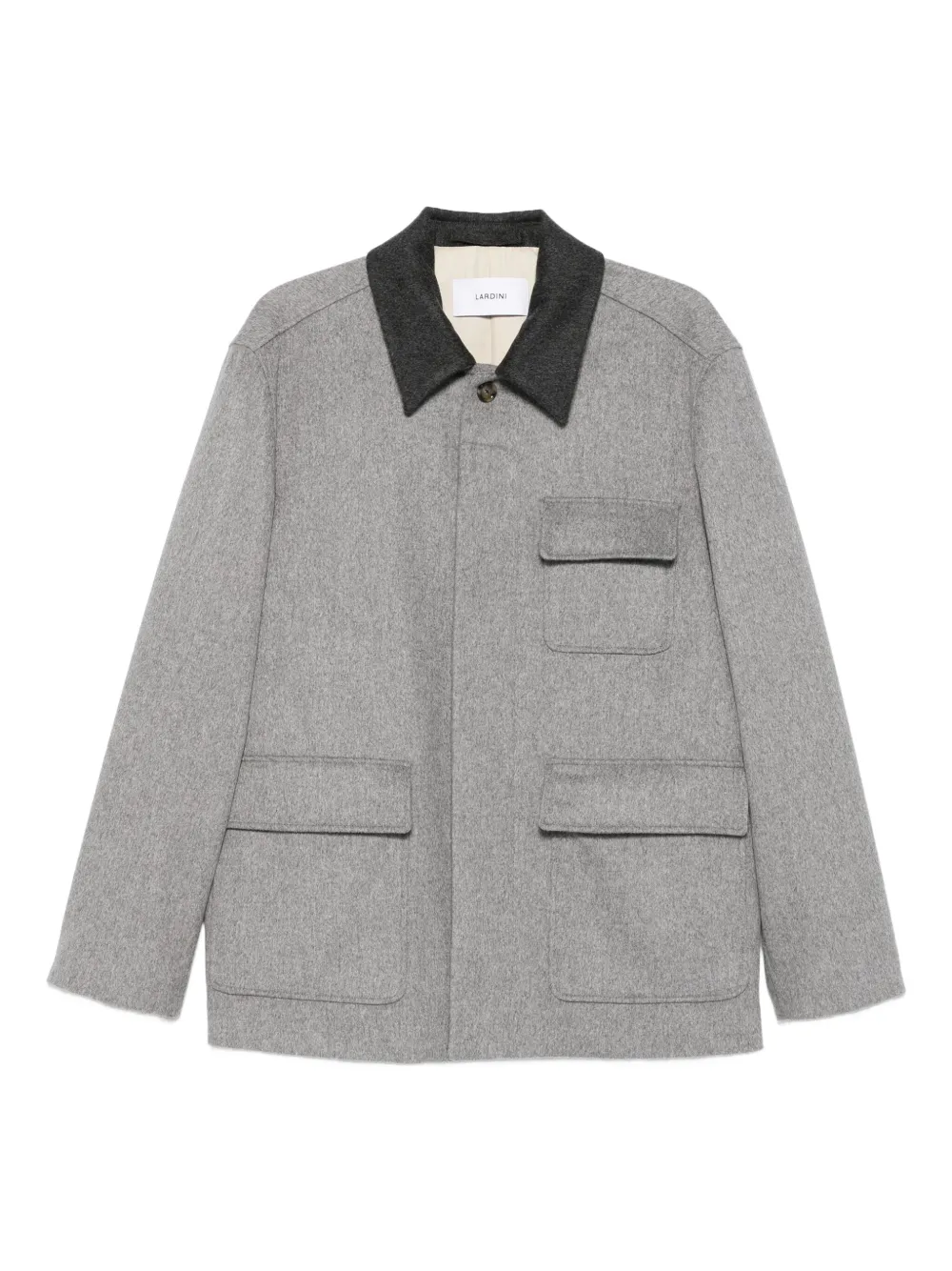 Lardini contrast-collar wool shirt jacket Grijs