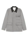 Lardini contrast-collar wool shirt jacket - Grey