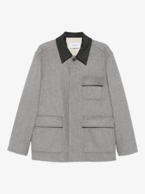 Lardini contrast-collar wool shirt jacket 