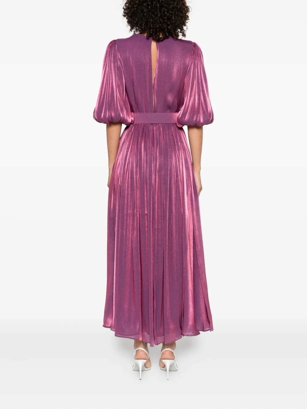 Costarellos Mira pleated belted midi dress Roze