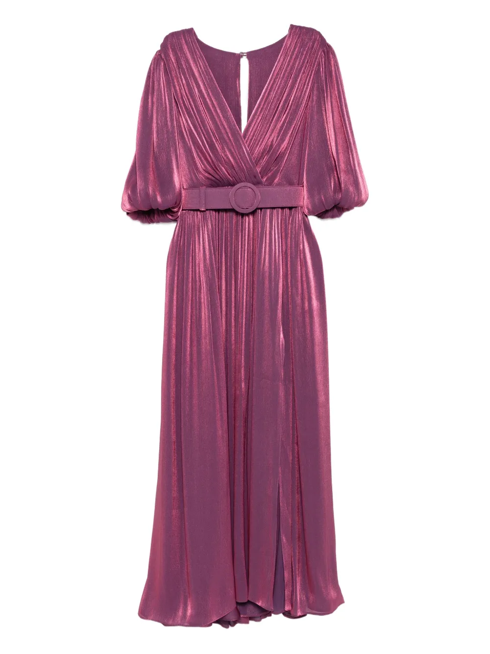 Costarellos Mira pleated belted midi dress Roze