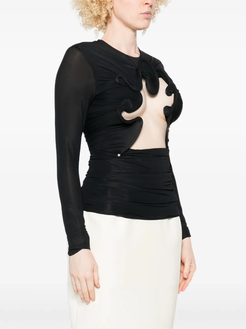 Christopher Esber Hollow Venus Cutout Mesh Top In Black
