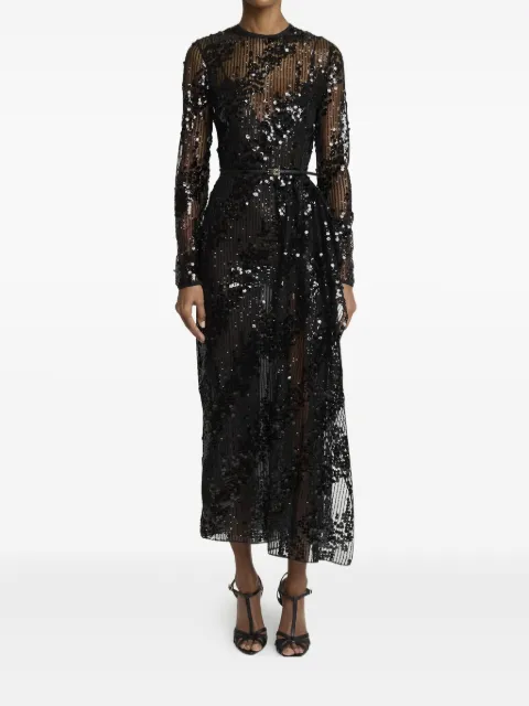 Elie Saab sequined long-sleeve midi dress