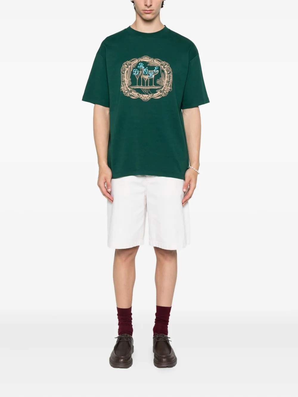 Drôle De Monsieur T-shirt met print en montuur Groen