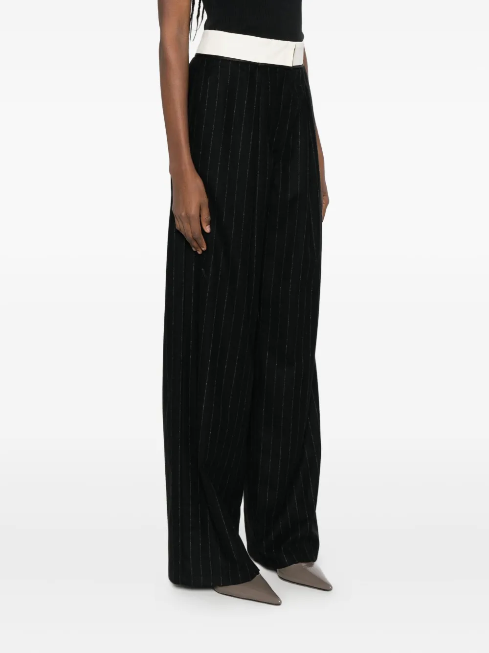 Forte Broek met krijtstreep Zwart