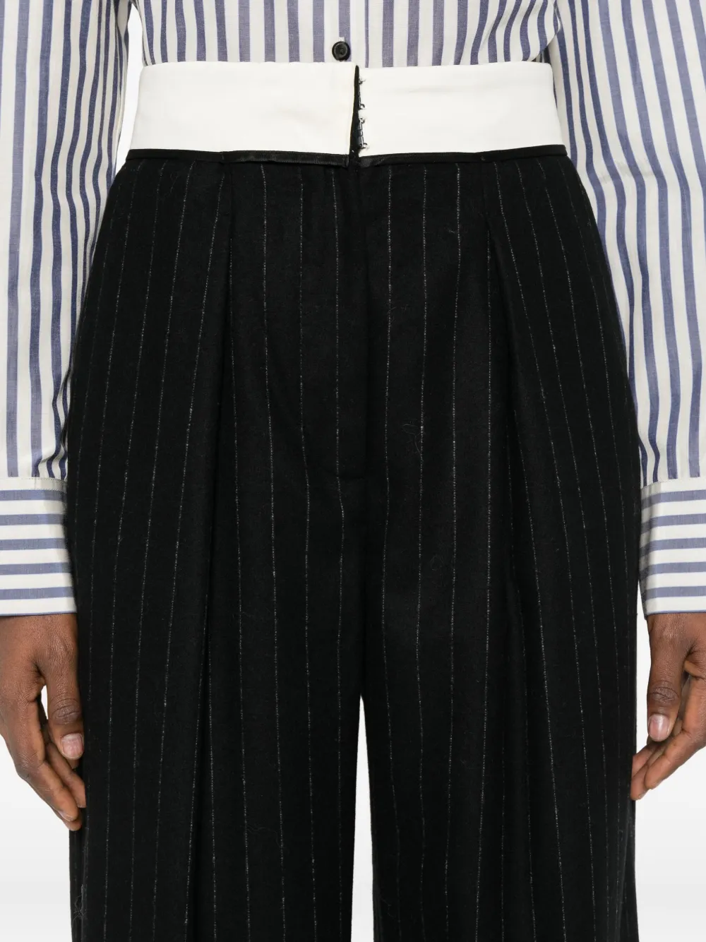 Forte Broek met krijtstreep Zwart